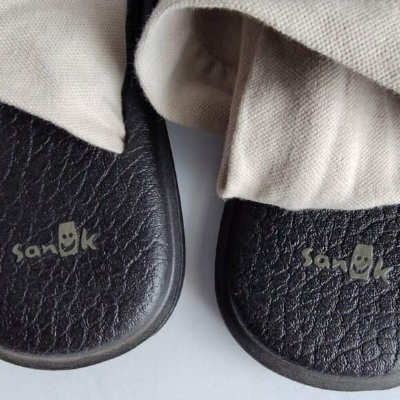 Ladies SZ 9 Sanuk Blk/Beige Yoga Thong Sandal - Picture 4 of 4